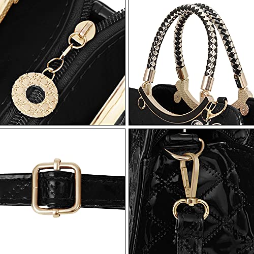 TIBES Shiny Patent Leather Women Purses Satchel Handbags Ladies Fashion Top Handle Handbags Crossbody Shoulder Bags - Image 5