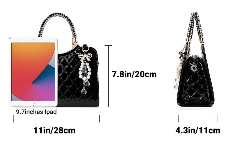 TIBES Shiny Patent Leather Women Purses Satchel Handbags Ladies Fashion Top Handle Handbags Crossbody Shoulder Bags - Image 3