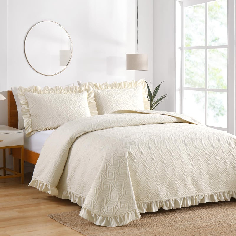 DJY Queen Bedding Set, Beige Soft Bed Summer Quilt Lightweight Modern Bedspreads for All Seasons (1 Quilt, 2 Pillow Shams) - Image 2