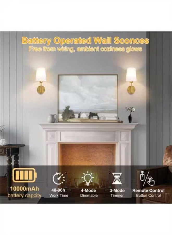 Battery Operated Wall Sconces Set of 2, Wireless Wall Light with 10000mAh RGB Rechargeable Bulb and Remote, Dimmable &Timed Function, Wall Sconces for Bedroom, Living Room, Hallway - Image 3