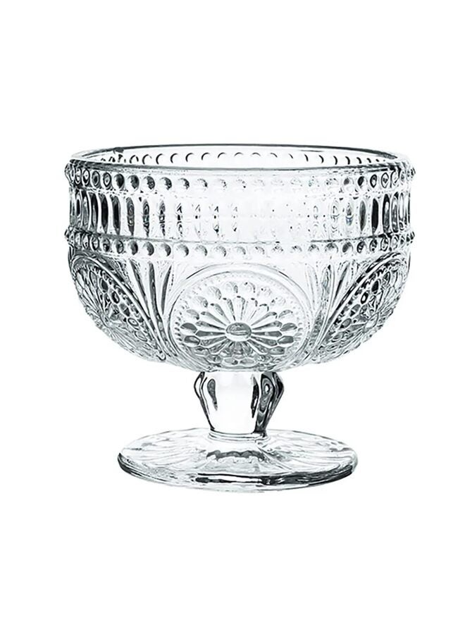 Vintage Sunflower Embossed Glass Footed Dessert Bowl for Ice Cream Trifle Salad Candy Cake Home Party Wedding 9 OZ White - Image 1