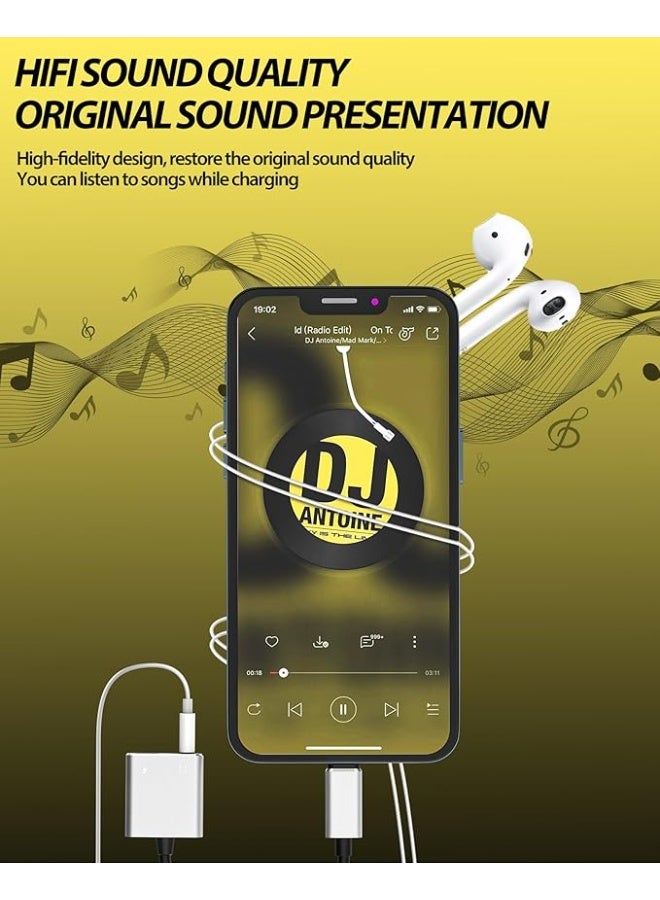 منتقي 2 in 1 Charging Splitter Adapter – Dual Port Charger Connector Compatible with iPhone, Supports Fast Charging & Audio, Lightning to 3.5mm Headphone Jack Adapter for iPhone 14/13/12/11/X/XS/8/7 - Image 3