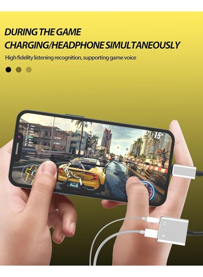 منتقي 2 in 1 Charging Splitter Adapter – Dual Port Charger Connector Compatible with iPhone, Supports Fast Charging & Audio, Lightning to 3.5mm Headphone Jack Adapter for iPhone 14/13/12/11/X/XS/8/7 - Image 2