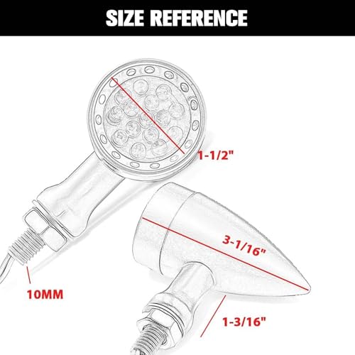 Rich Choices 2pcs Chrome 15 LED Motorcycle Stop Brake Running Turn Signal Indicator Red Lights For Harley Honda Chopper (Chrome-Red Light) - Image 2
