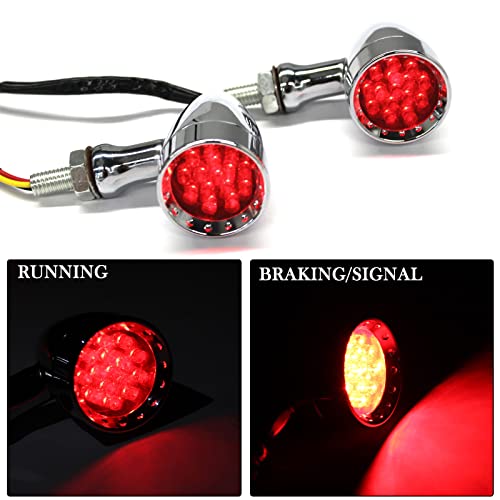 Rich Choices 2pcs Chrome 15 LED Motorcycle Stop Brake Running Turn Signal Indicator Red Lights For Harley Honda Chopper (Chrome-Red Light) - Image 3