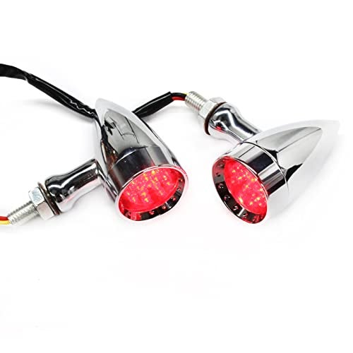 Rich Choices 2pcs Chrome 15 LED Motorcycle Stop Brake Running Turn Signal Indicator Red Lights For Harley Honda Chopper (Chrome-Red Light) - Image 1