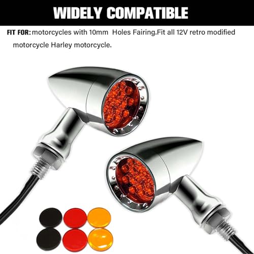 Rich Choices 2pcs Chrome 15 LED Motorcycle Stop Brake Running Turn Signal Indicator Red Lights For Harley Honda Chopper (Chrome-Red Light) - Image 5