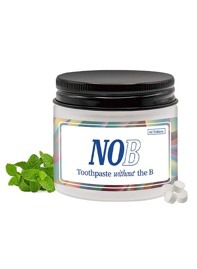 Nob Hill Chewable Toothpaste Tablets, Flouride Free Toothpaste Tabs, Travel Sized Oral Care, Eco Friendly Vegan Dental Tabs for Brushing, Nano Hydroxyapatite Toothpaste, All Natural, Strengthen Teeth 62 Tablets - Image 1