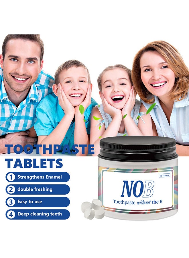 Nob Hill Chewable Toothpaste Tablets, Flouride Free Toothpaste Tabs, Travel Sized Oral Care, Eco Friendly Vegan Dental Tabs for Brushing, Nano Hydroxyapatite Toothpaste, All Natural, Strengthen Teeth 62 Tablets - Image 5