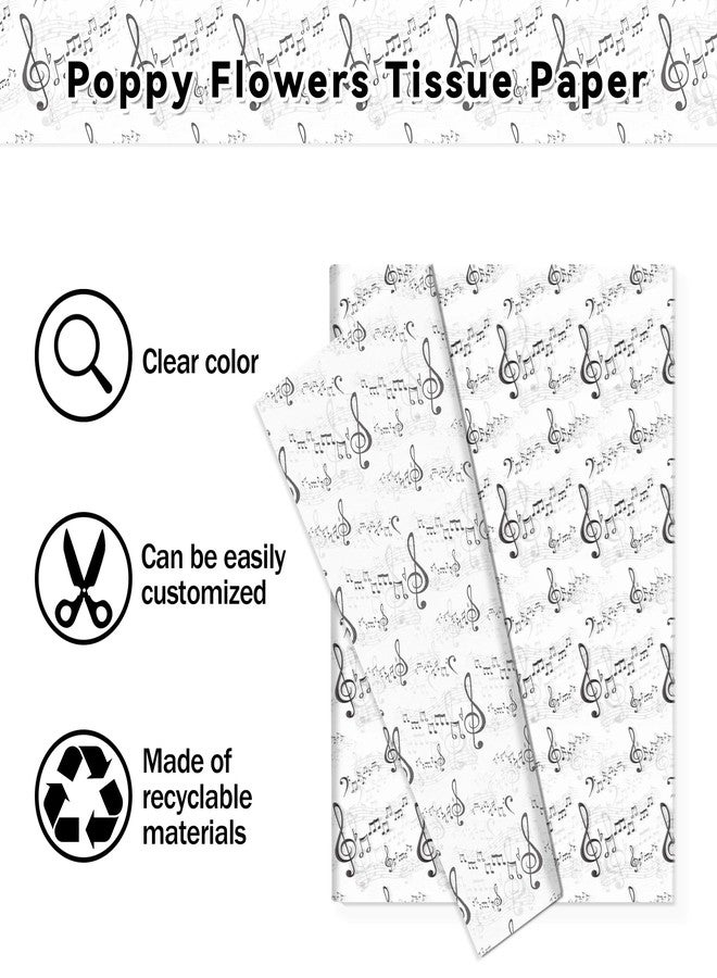 MOZUI 50 Pcs 20×14 Inch Black & White Musical Note Tissue Paper Bulk, Music Themed Gift Wrapping Tissue for Gift Bags, DIY Arts Crafts, Music Celebration, Birthday Party, Holiday Decor & Bouquet Wrapping - Image 2