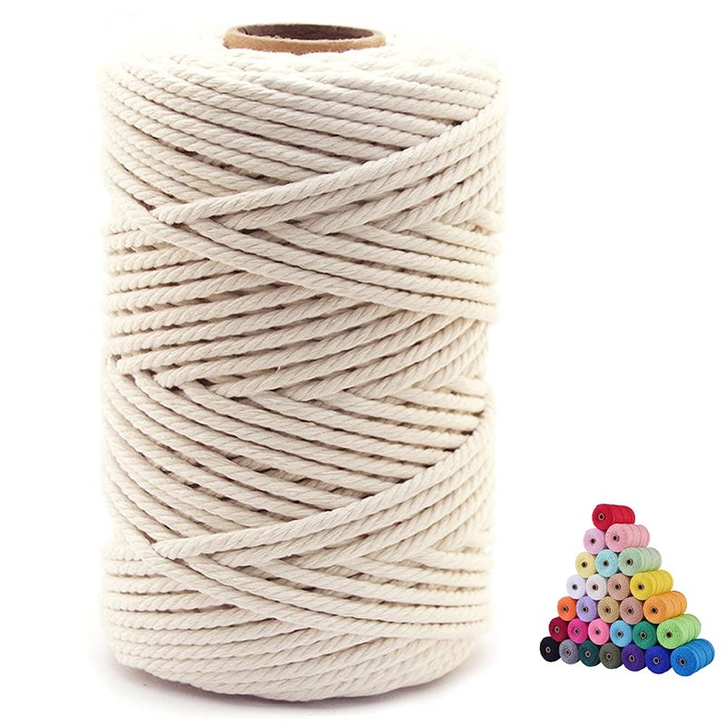 FLIPPED 100% Natural Cotton Macrame Cord,5mm x110 Yards Macrame Cords Colored Cotton Macrame Rope Craft Cord for DIY Crafts Knitting Plant Hangers Christmas Wedding DÃ©cor(Beige, 5mm110yards) - Image 1