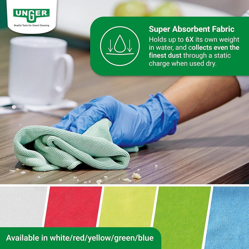 UNGER MicroWipe 200 Microfibre Cloths - Pack of 10, 40 x 40 cm, 80% Polyester / 20% Polyamide - Image 4