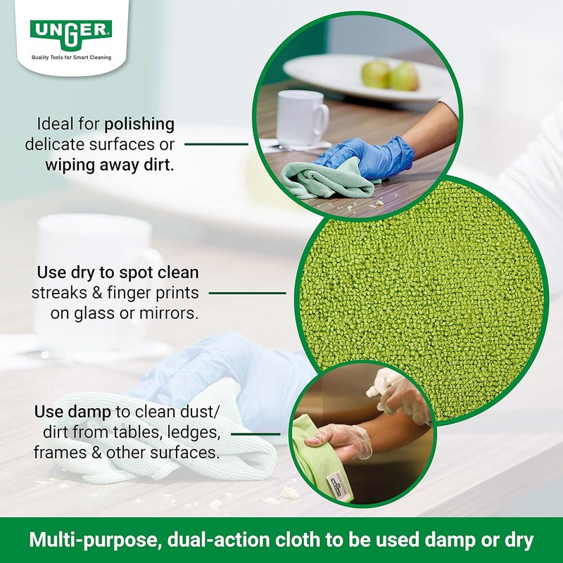 UNGER MicroWipe 200 Microfibre Cloths - Pack of 10, 40 x 40 cm, 80% Polyester / 20% Polyamide - Image 2