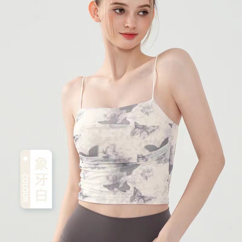 Printed Sports Bra Top Breathable Yoga Fitness Womens Summer ink green - Image 2