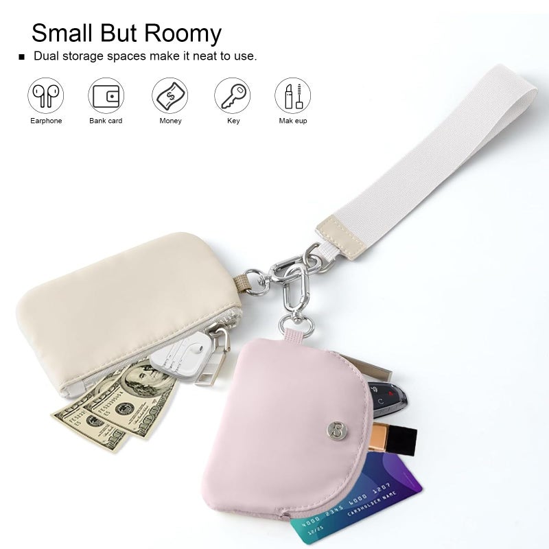 Babysun Mini Zip Around Dual Pouch Wristlet With 2 Straps Wristlet Keychain Wallet for Women Coin Purse Small Cute for Teen Girl - Image 3