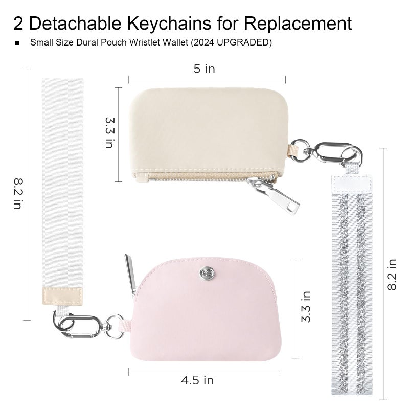 Babysun Mini Zip Around Dual Pouch Wristlet With 2 Straps Wristlet Keychain Wallet for Women Coin Purse Small Cute for Teen Girl - Image 2