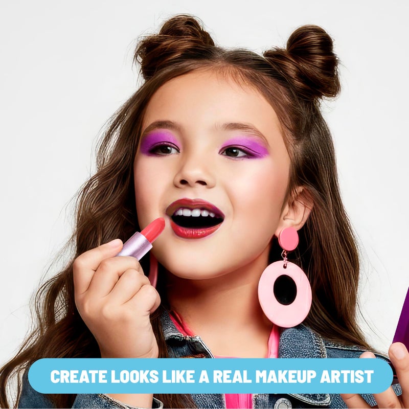 claire's طقم مكياج كلير النهائي، مجموعة مستحضرات تجميل حقيقية مكونة من 18 قطعة، مكياج للأطفال من 8-12 سنة، ألعاب للبنات وهدايا نشاط الجمال مع ملمع الشفاه، أحمر الشفاه، ظلال العيون، كحل، أحمر خدود، هايلايتر وحقيبة حمل. - Image 3