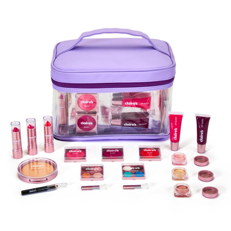 claire's طقم مكياج كلير النهائي، مجموعة مستحضرات تجميل حقيقية مكونة من 18 قطعة، مكياج للأطفال من 8-12 سنة، ألعاب للبنات وهدايا نشاط الجمال مع ملمع الشفاه، أحمر الشفاه، ظلال العيون، كحل، أحمر خدود، هايلايتر وحقيبة حمل. - Image 5