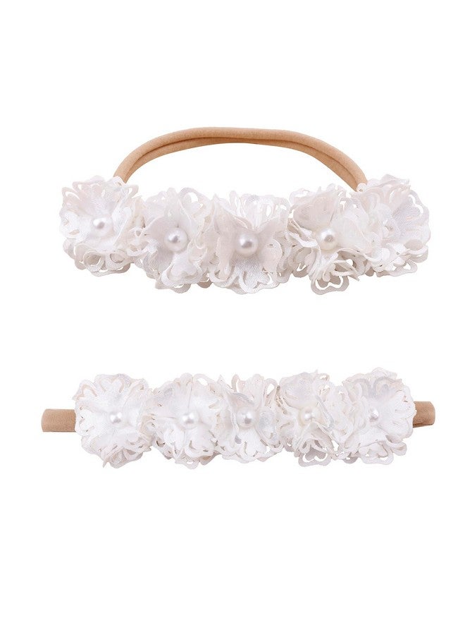 mligril Baby Girl Floral Headbands Set - 3Pcs Flower Crown Elastic Hairband Newborn Toddler Hair Accessories Gifts For Girls （1-6 Years Old） - Image 3