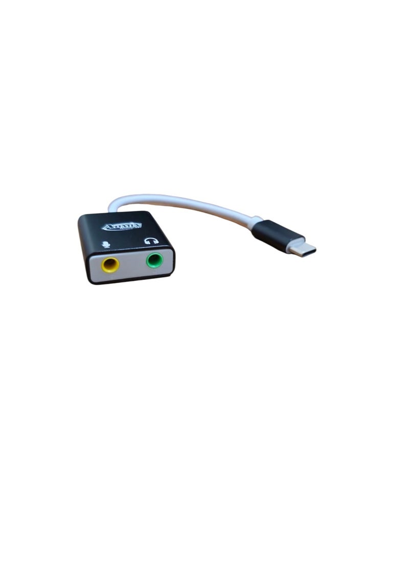 USB-C External Stereo Sound Card Adapter with 3.5mm Headphone Jack and Microphone Port – Compatible with Windows, Mac, PC, Laptop, and Mobile Devices  - Image 1