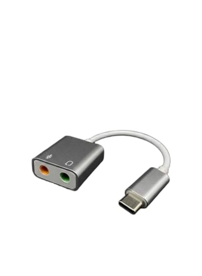 USB-C External Stereo Sound Card Adapter with  Headphone Jack and Microphone Port – Compatible with Windows, Mac, PC, Laptop, and Mobile Devices - Image 1