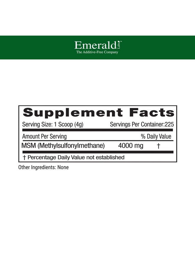 Emerald Labs Msm Powder 4000 Mg Plant Sourced Methylsulfonylmethane For Joint Discomfort Stress Relief And Healthy Immune Function 32 Oz