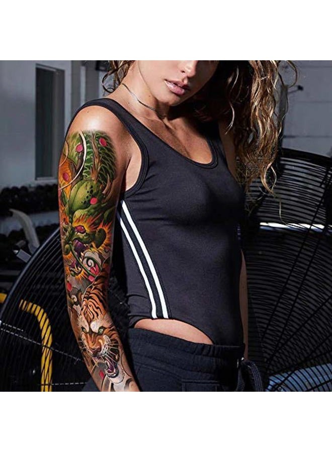 Leoars Colorful Sleeve Tattoos Stickers, Full Arm Temporary Tattoos Sleeves, Fake Watercolor Body Art Arm Tattoo for Kids Women Makeup, 12-Sheet - Image 4