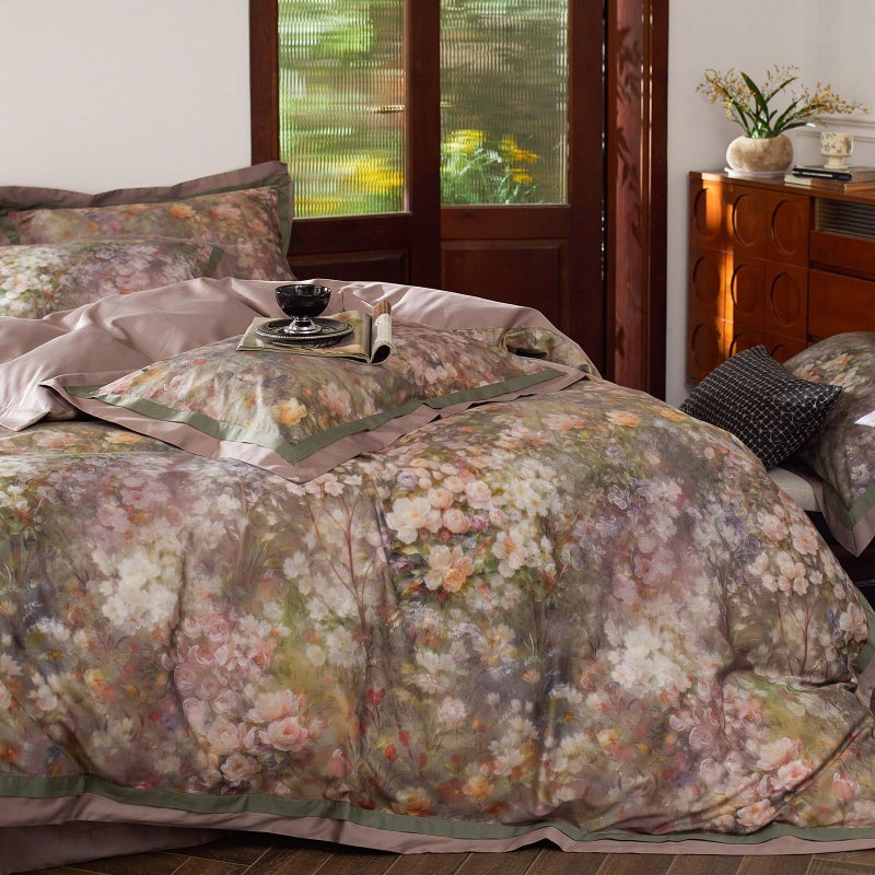 mixinni Vintage Floral Duvet Cover Set - Queen Size, 100% Long Staple Cotton Percale, Reversible Garden Style Bedding Set with Zipper Closure, 3-Piece Luxury Duvet Cover with 2 Pillow Shams (20"x26") - Image 2