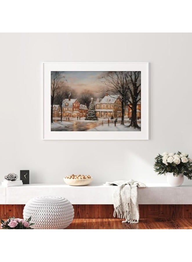 Today Idea Christmas Canvas Wall Art | Country Winter Scene Landscape Prints, Small Town Tree Painting, For Bedroom, Living Room, Dressing Room & Office Decor, 12x16in - Image 4