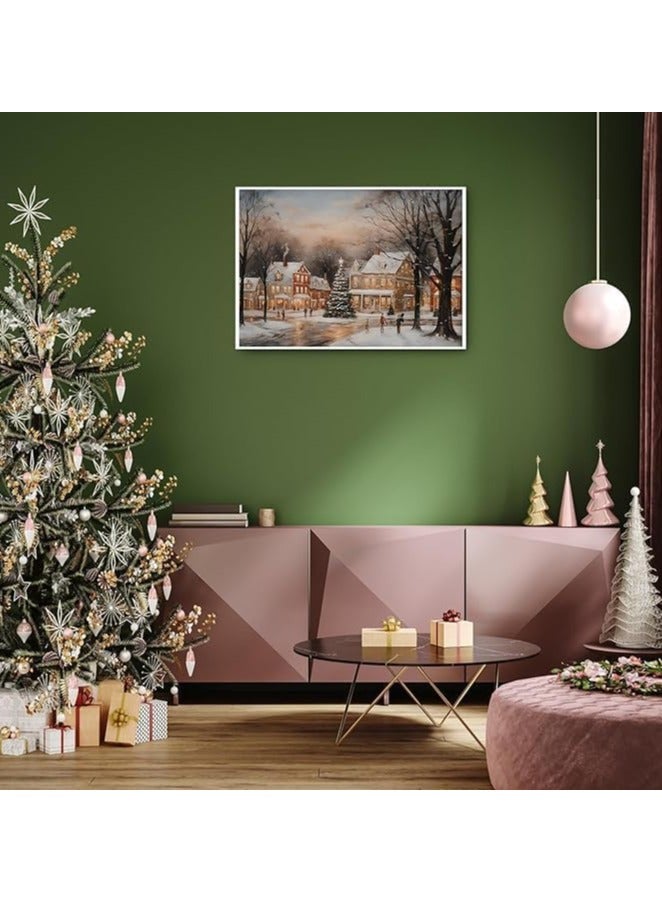 Today Idea Christmas Canvas Wall Art | Country Winter Scene Landscape Prints, Small Town Tree Painting, For Bedroom, Living Room, Dressing Room & Office Decor, 12x16in - Image 5