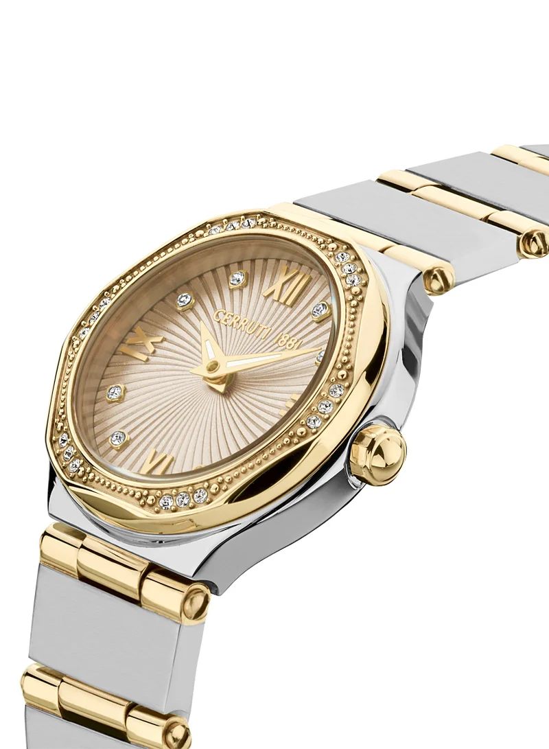 CERRUTI 1881 Rendinara Silver Gold Plated Stainless Steel Bracelet Analog Watch for Women, 26mm