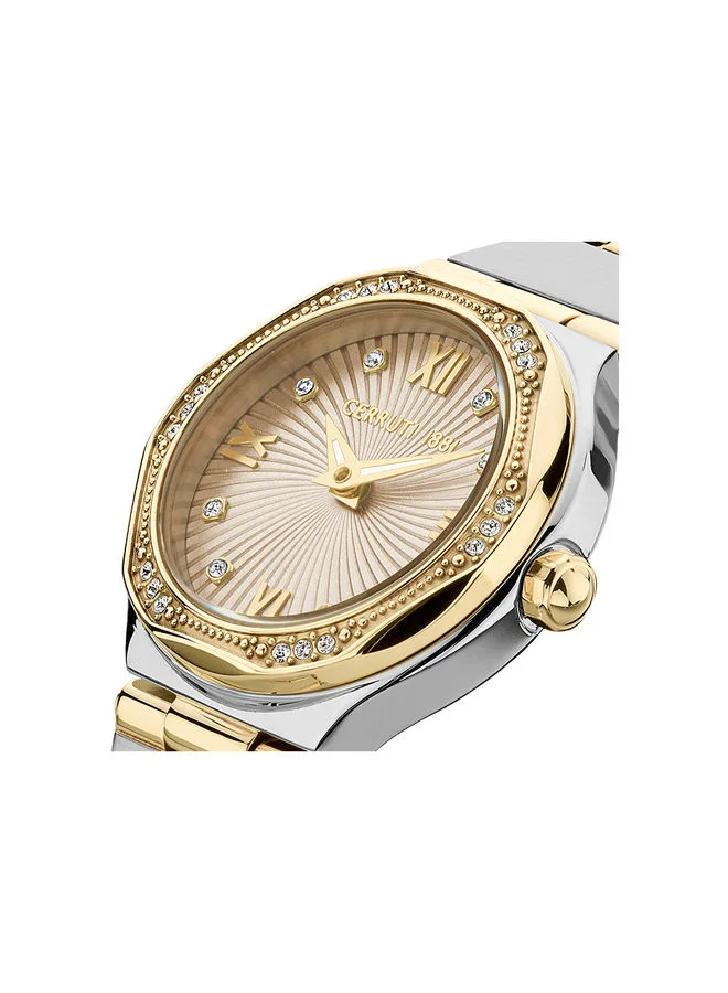 CERRUTI 1881 Women's Round Shape Stainless Steel Band Analog Wrist Watch 26 mm - Pink Dial - CIWLH2225302