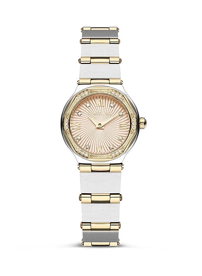 CERRUTI 1881 Women's Round Shape Stainless Steel Band Analog Wrist Watch 26 mm - Pink Dial - CIWLH2225302