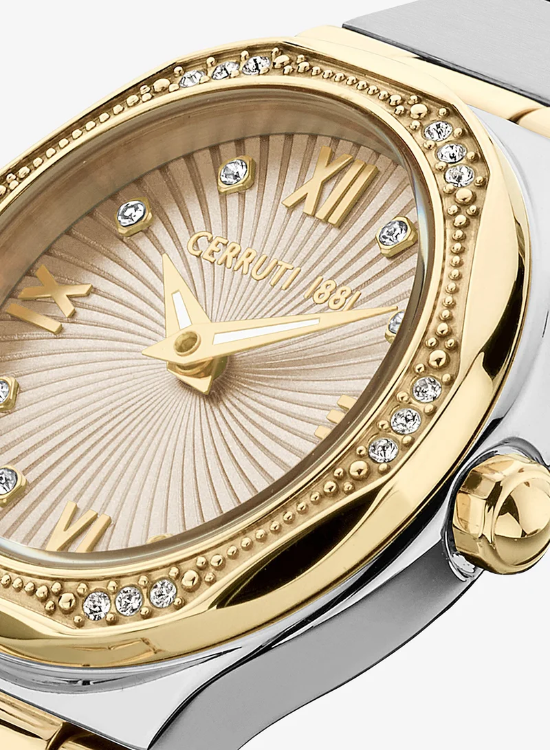 CERRUTI 1881  Rendinara Silver Gold Plated Stainless Steel Bracelet Analog Watch for Women, 26mm for Women | Best Price UAE