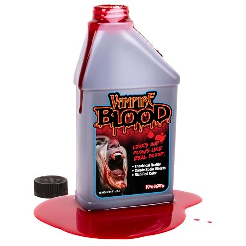 Kangaroo Halloween Fake Blood for Clothes Liquid Washable Fake Red Fluid for Zombie Vampire Costumes Accessories Cosplay Adults and Kids Theatrical Fake Blood Safe NonToxic Halloween Makeup Prop - Image 1