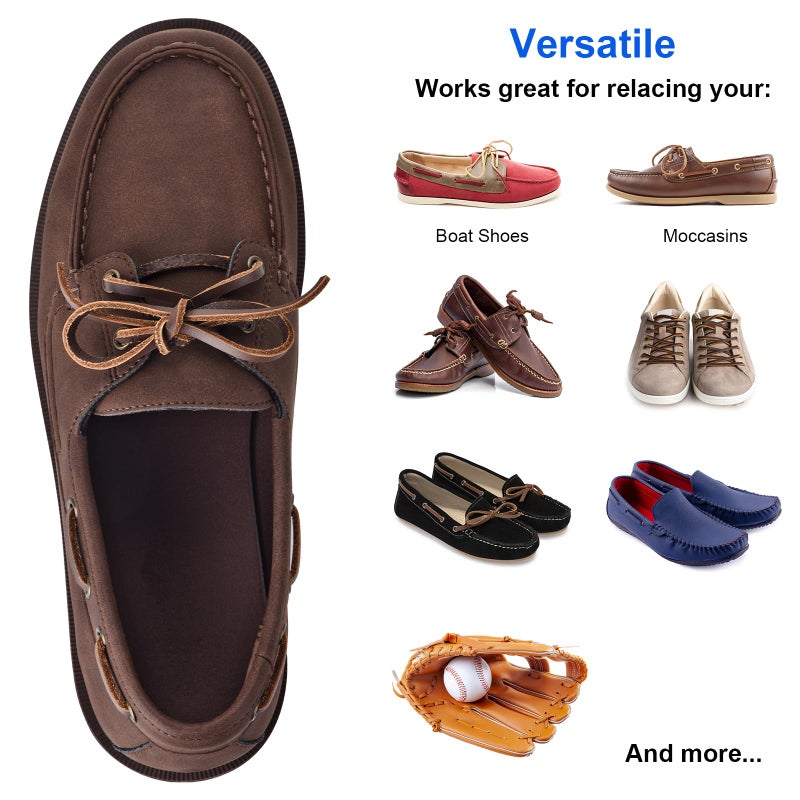 TeeLiy Leather Shoe Lacing Kit, Relace Kit for Handsew Shoes, 47 Inch Leather Shoelace for Boat shoes, 1 Needle & 2 Strips 1 Pair (DK Chestnut) - Image 5