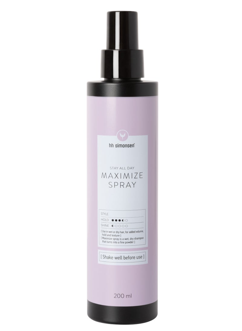 HH Simonsen - Maximize Spray - HH Simonsen - 200 ml | Hair Spray | Volumizing spray | Easy to wash out | Use in wet hair, to add volume, hold and texture when drying | Use in dry hair for added volume - Image 1