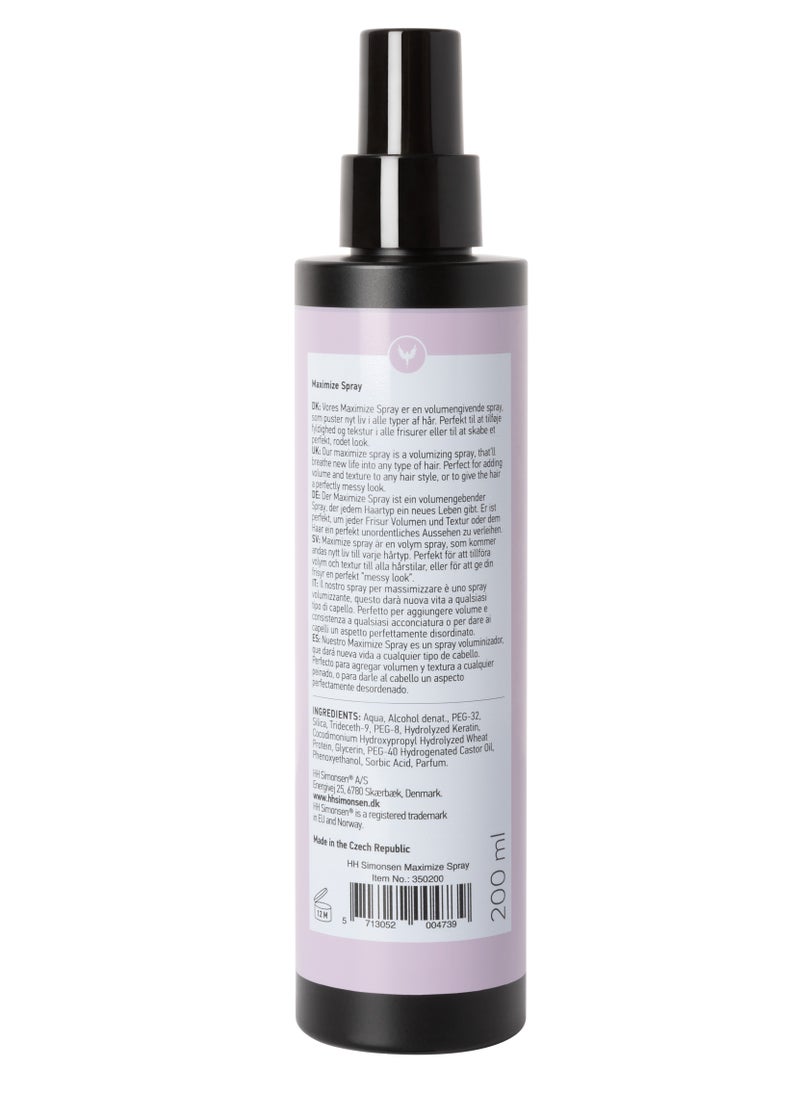 HH Simonsen - Maximize Spray - HH Simonsen - 200 ml | Hair Spray | Volumizing spray | Easy to wash out | Use in wet hair, to add volume, hold and texture when drying | Use in dry hair for added volume - Image 1