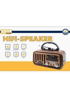 دينكس راديو محمول HI-FI بثلاث قنوات FM - AM -  ذهبي/بني/أسود بلوتوث AUX بطاقة TF قرص فلاش USB  - Image 3