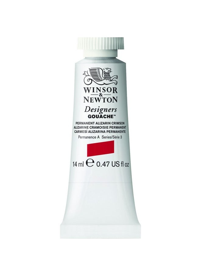 WINSOR & NEWTON Designers Gouache 14 Ml - Permanent Alizarin Crimson (466), Finely Pigmented, Vibrant, Vivid & Opaque Matt Colours, Ideal For Designer'S, Illustrators & Commercial Artist  - Image 1