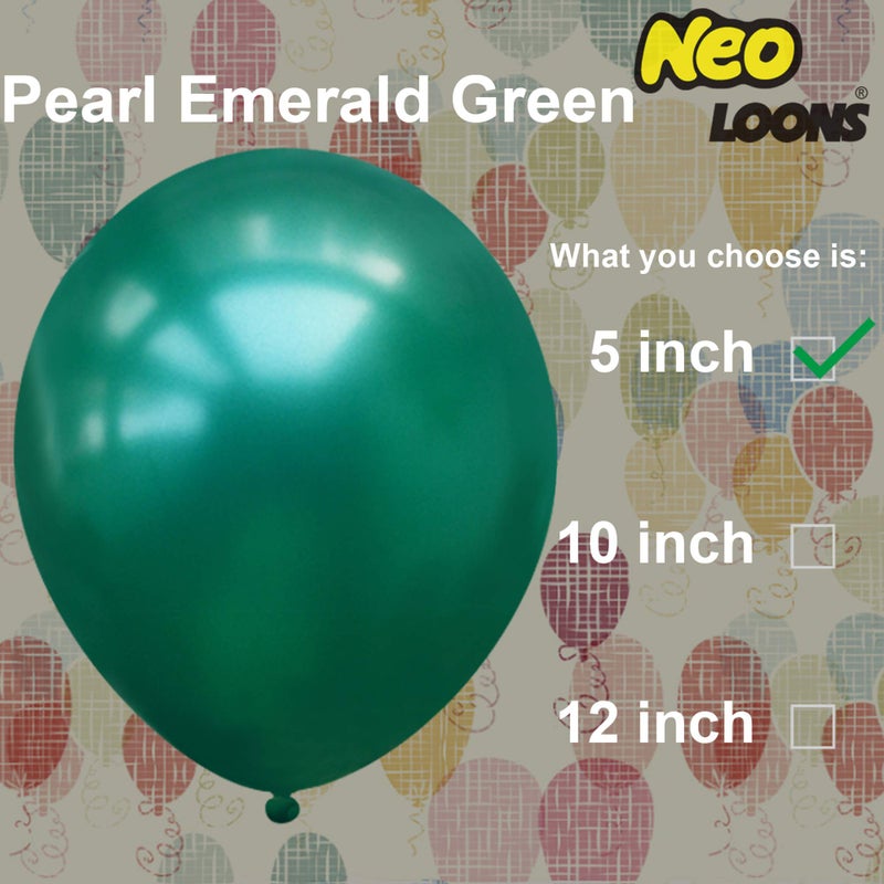 Neo LOONS® 100 pcs 5" Pearl Emarald Green Premium Latex Balloons - Great for Kids, Adult Birthdays, Weddings, Receptions, Baby Showers, Water Fights, or Any Celebration - Image 2