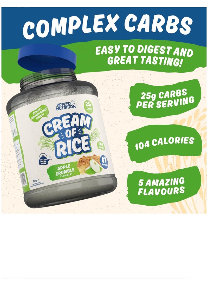 Applied Nutrition - Applied Nutrition Cream of Rice High Carbohydrate Source of Energy for Breakfast & Snacks, Easy to Digest, Low Sugar, Low Fat, Vegan, 2kg Apple Crumble - Image 1