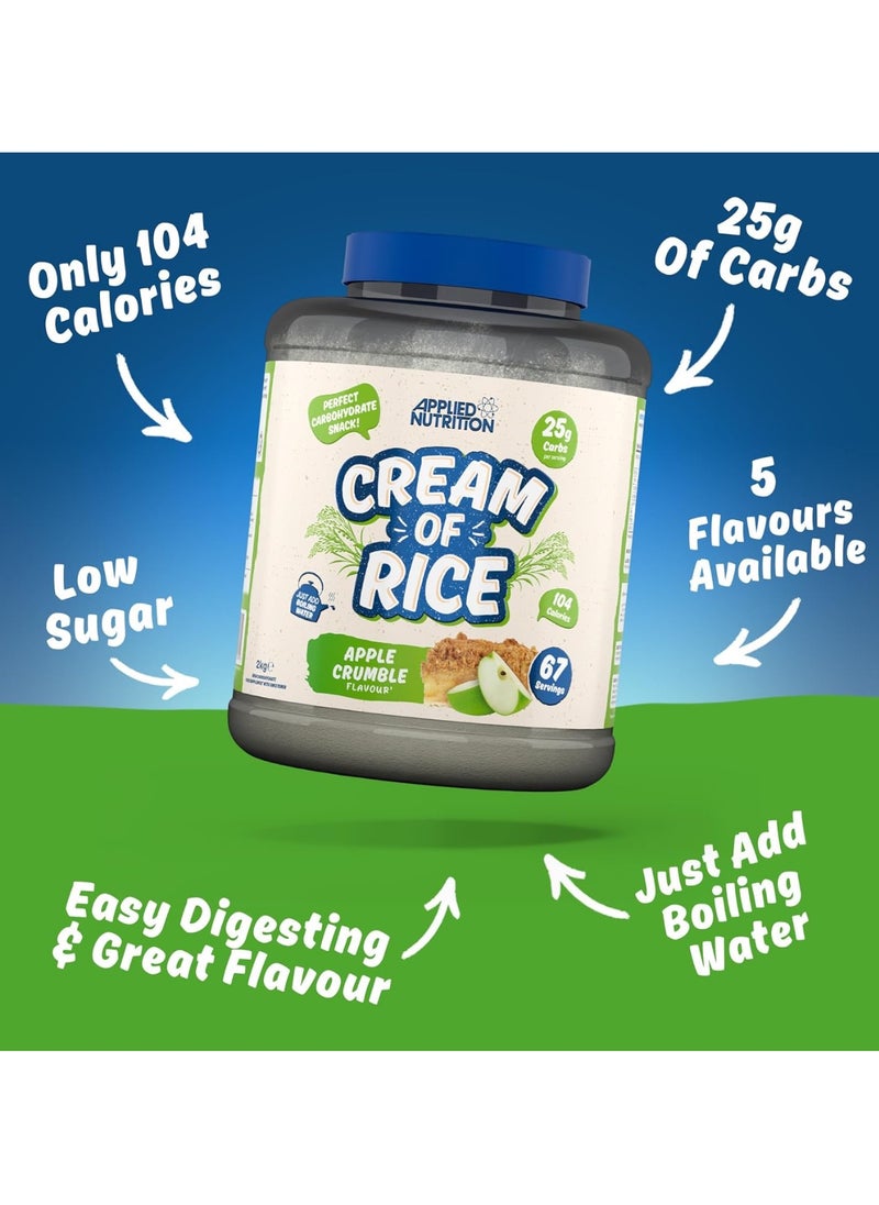 Applied Nutrition - Applied Nutrition Cream of Rice High Carbohydrate Source of Energy for Breakfast & Snacks, Easy to Digest, Low Sugar, Low Fat, Vegan, 2kg Apple Crumble - Image 1