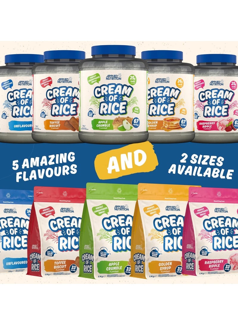 Applied Nutrition - Applied Nutrition Cream of Rice High Carbohydrate Source of Energy for Breakfast & Snacks, Easy to Digest, Low Sugar, Low Fat, Vegan, 2kg Apple Crumble - Image 1