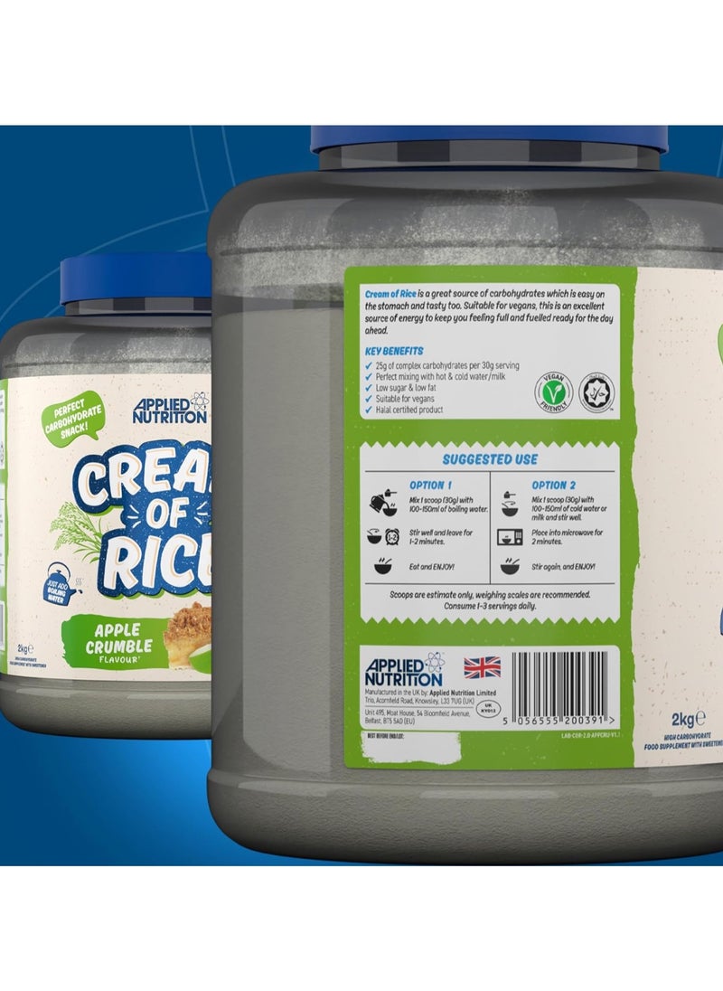 Applied Nutrition - Applied Nutrition Cream of Rice High Carbohydrate Source of Energy for Breakfast & Snacks, Easy to Digest, Low Sugar, Low Fat, Vegan, 2kg Apple Crumble - Image 1