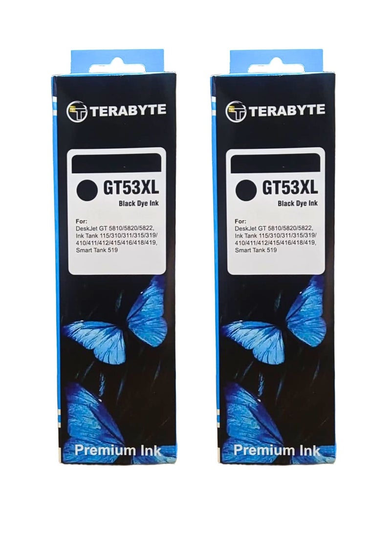 Terabyte حبر GT53XL (أسود متوافق مع حبر إعادة التعبئة لـ GT 5810، 5811، 5820، 5821، 115، 116، 117، 310، 315، 319، 410، 415، 416، 419، 457 طابعة خزان الحبر. (2-أسود) - Image 1
