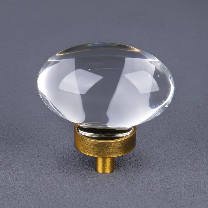 CLCTK 16 Pack Vintage Antique Brass Crystal Cabinet Knobs Oval Glass Cabinet Knobs Pulls for Dresser Drawers Kitchen Bathroom Cupboard - Image 2