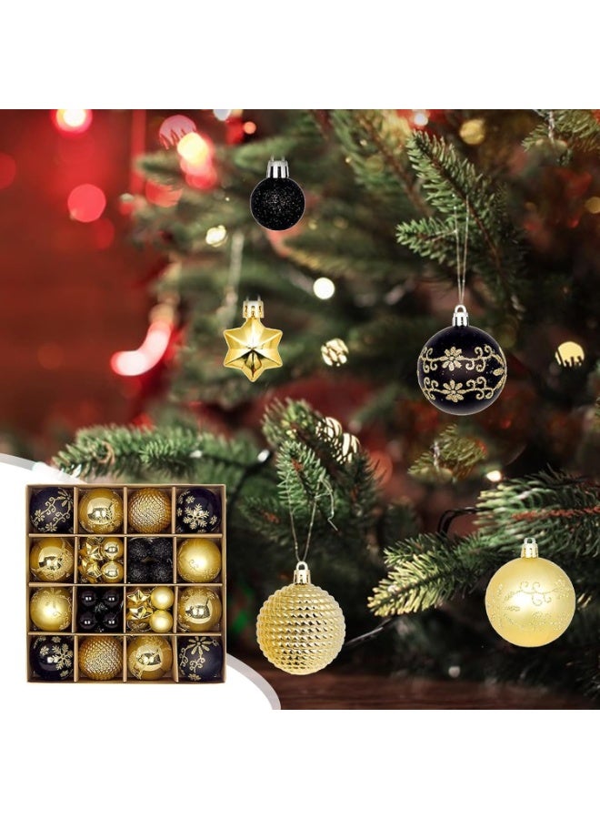 44 Pcs Christmas Tree Balls Ornaments, Christmas Decorative Hanging Baubles for Home Party Holiday Wedding Tree Decorations (Gold/Black) - Image 3