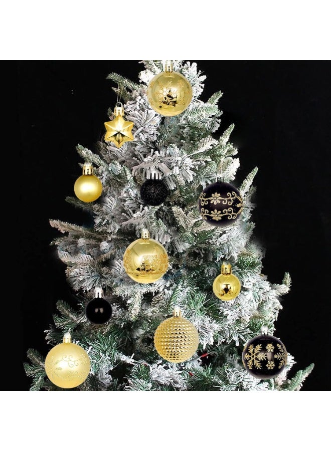44 Pcs Christmas Tree Balls Ornaments, Christmas Decorative Hanging Baubles for Home Party Holiday Wedding Tree Decorations (Gold/Black) - Image 5