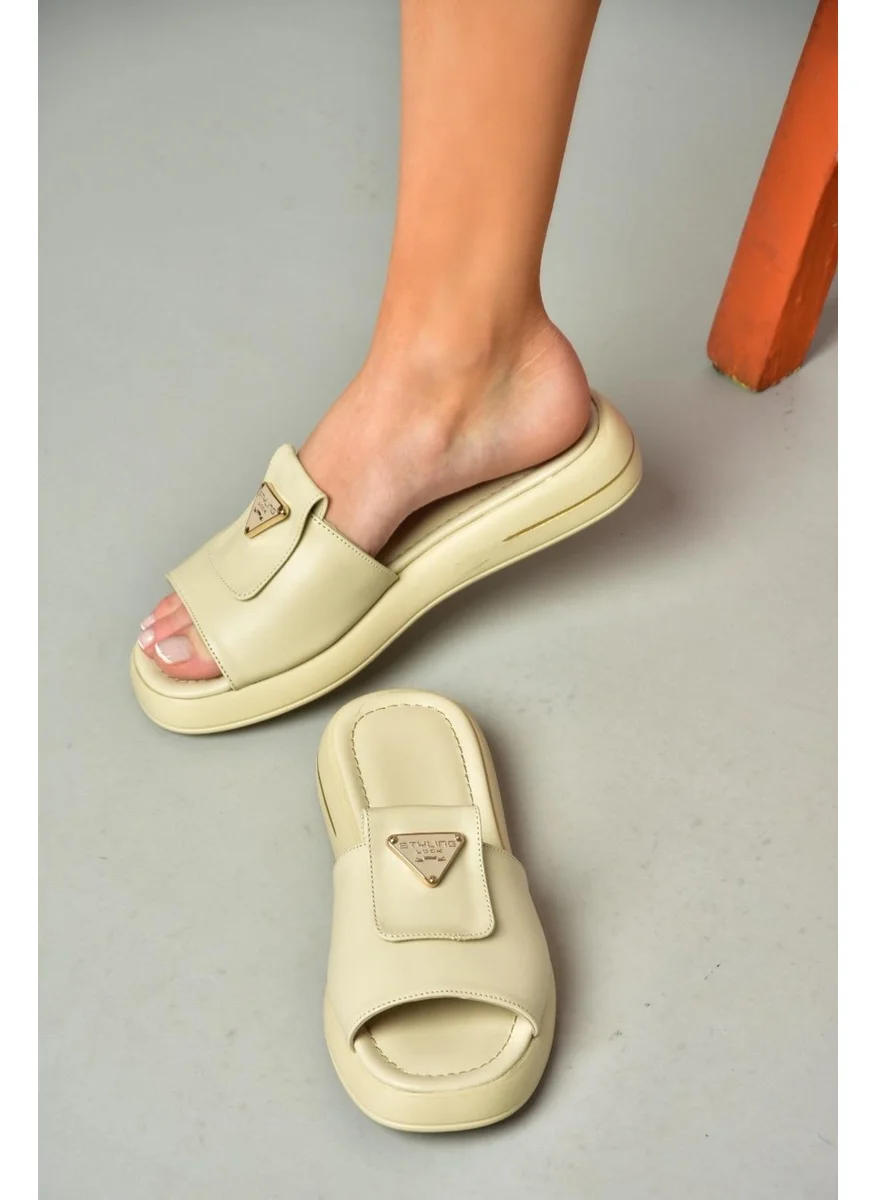 Fox Shoes S518106409 Beige Women's Slippers